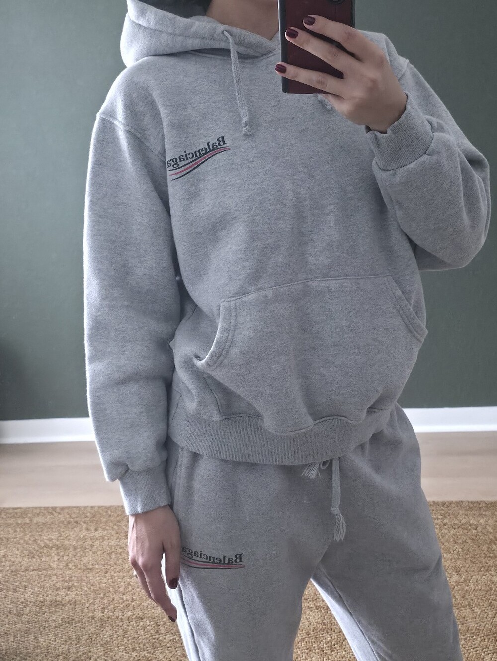 Women's Sweatpant Set, M/L/XL, Hooded Sweatshirt, Lounge Set, Gray, Fleece Set